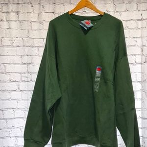 New VINTAGE Hanes Premium Crew Neck Pullover Deep Woods Green Sweater Size 3XL